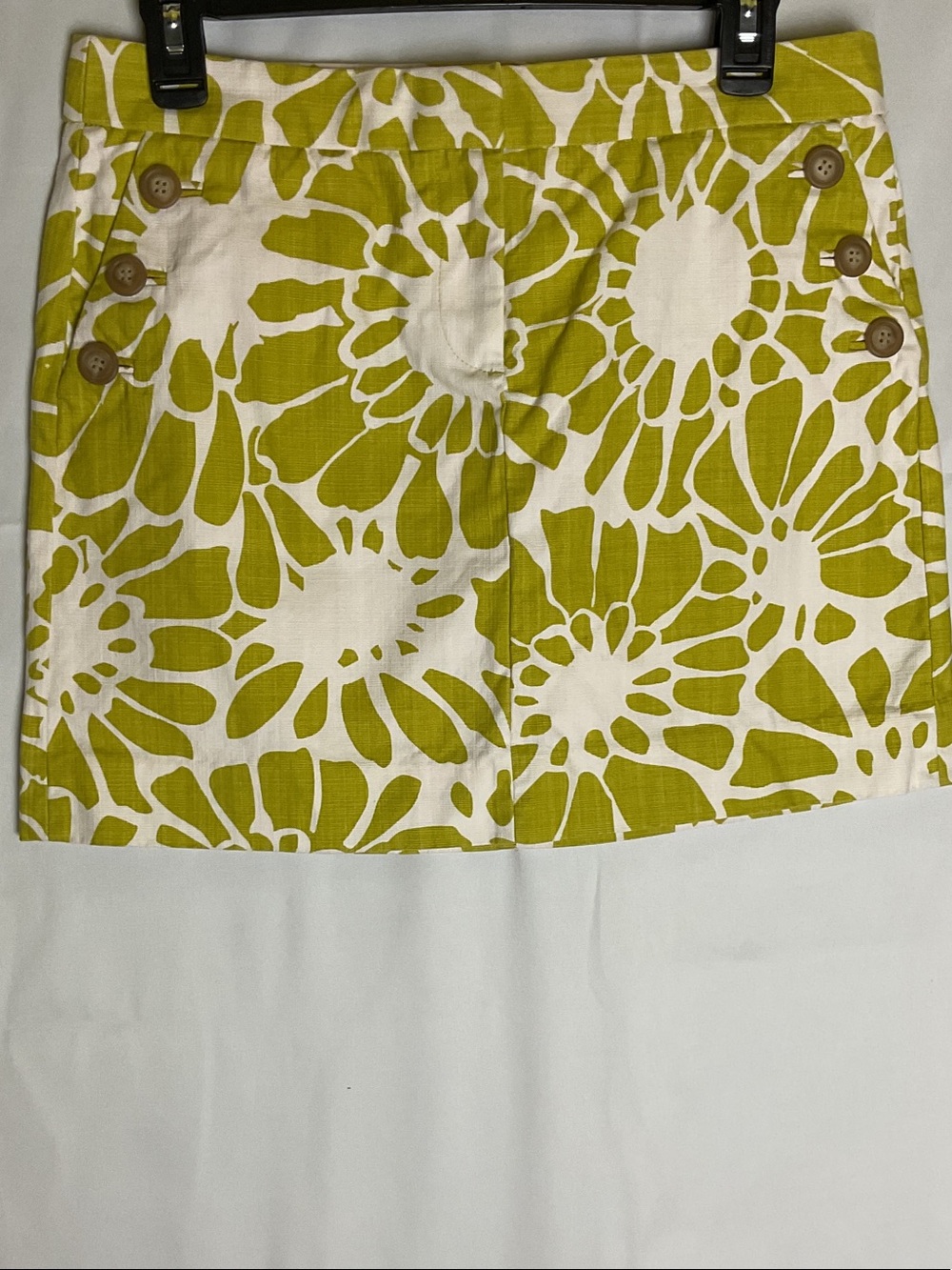 J. Crew Lime and White Floral Mini Skirt